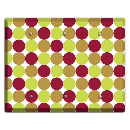 Lime Brown Maroon Tiled Dots 3 Blank Wallplate