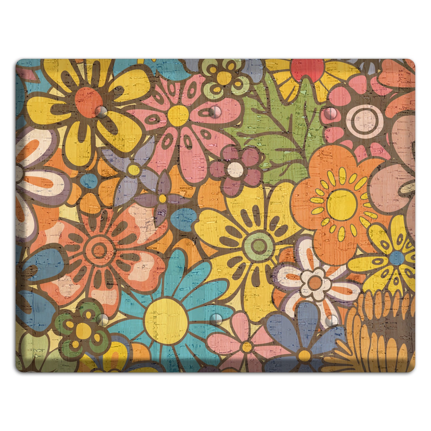 Flower Power Cork 3 Blank Wallplate