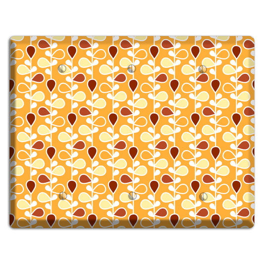 Orange with Yellow and Red Drop and Vine 3 Blank Wallplate