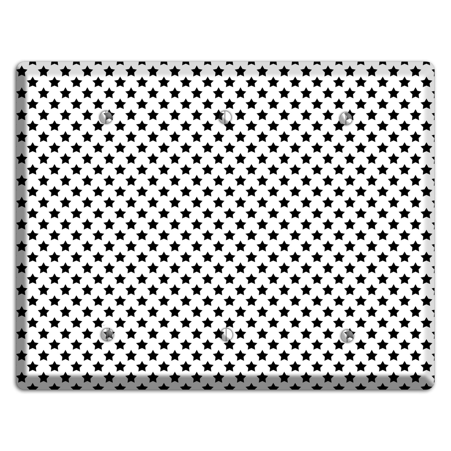 White with Black Stars 3 Blank Wallplate