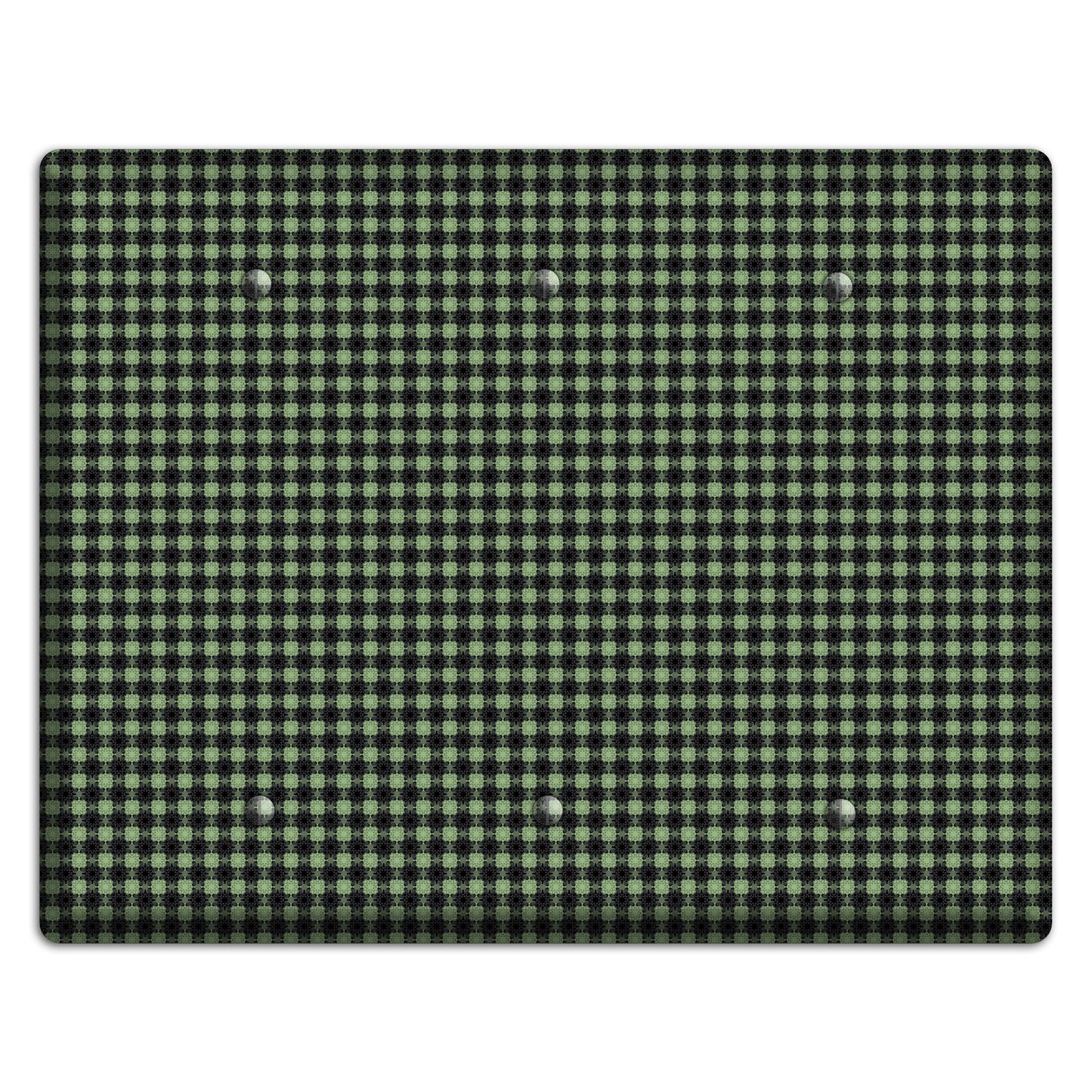 Multi Green Basket Check 3 Blank Wallplate