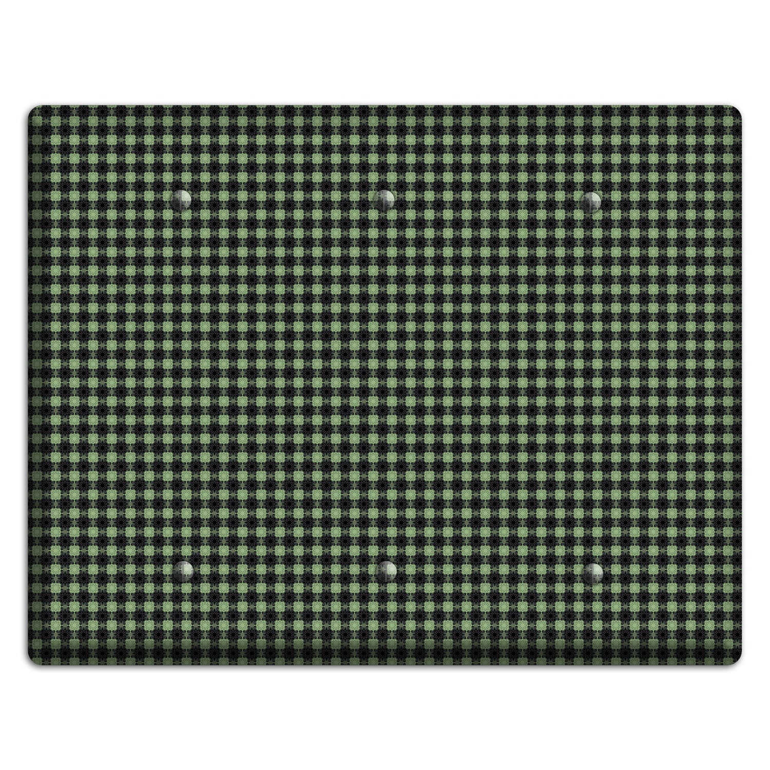 Multi Green Basket Check 3 Blank Wallplate