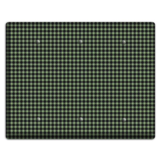 Multi Green Basket Check 3 Blank Wallplate