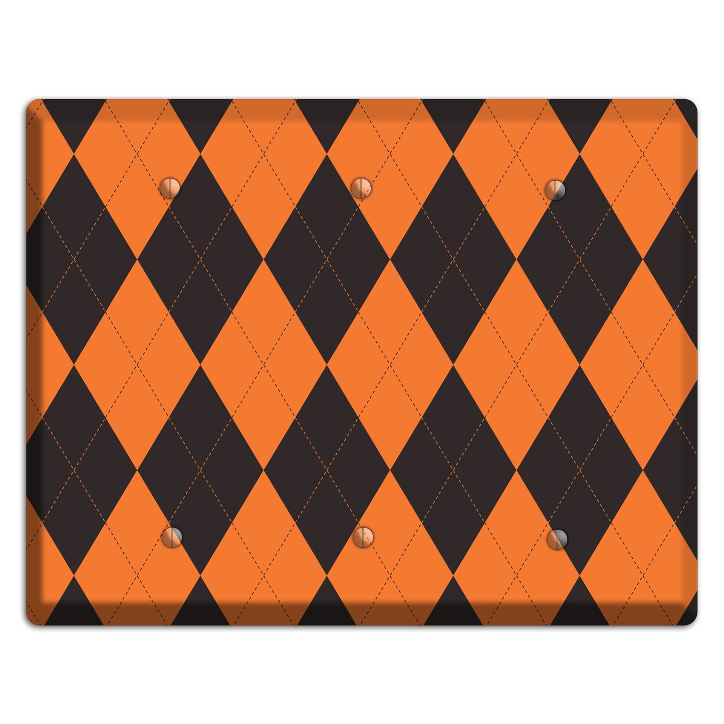 Orange Argyle 3 Blank Wallplate