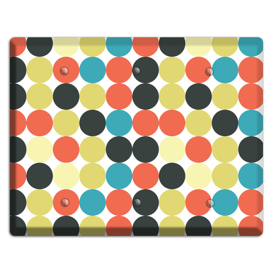 Coral Black Yellow Olive Blue Aqua Tiled Dots 3 Blank Wallplate