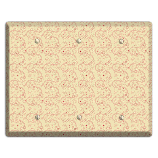 Tiny Off White Floral Swirl 3 Blank Wallplate