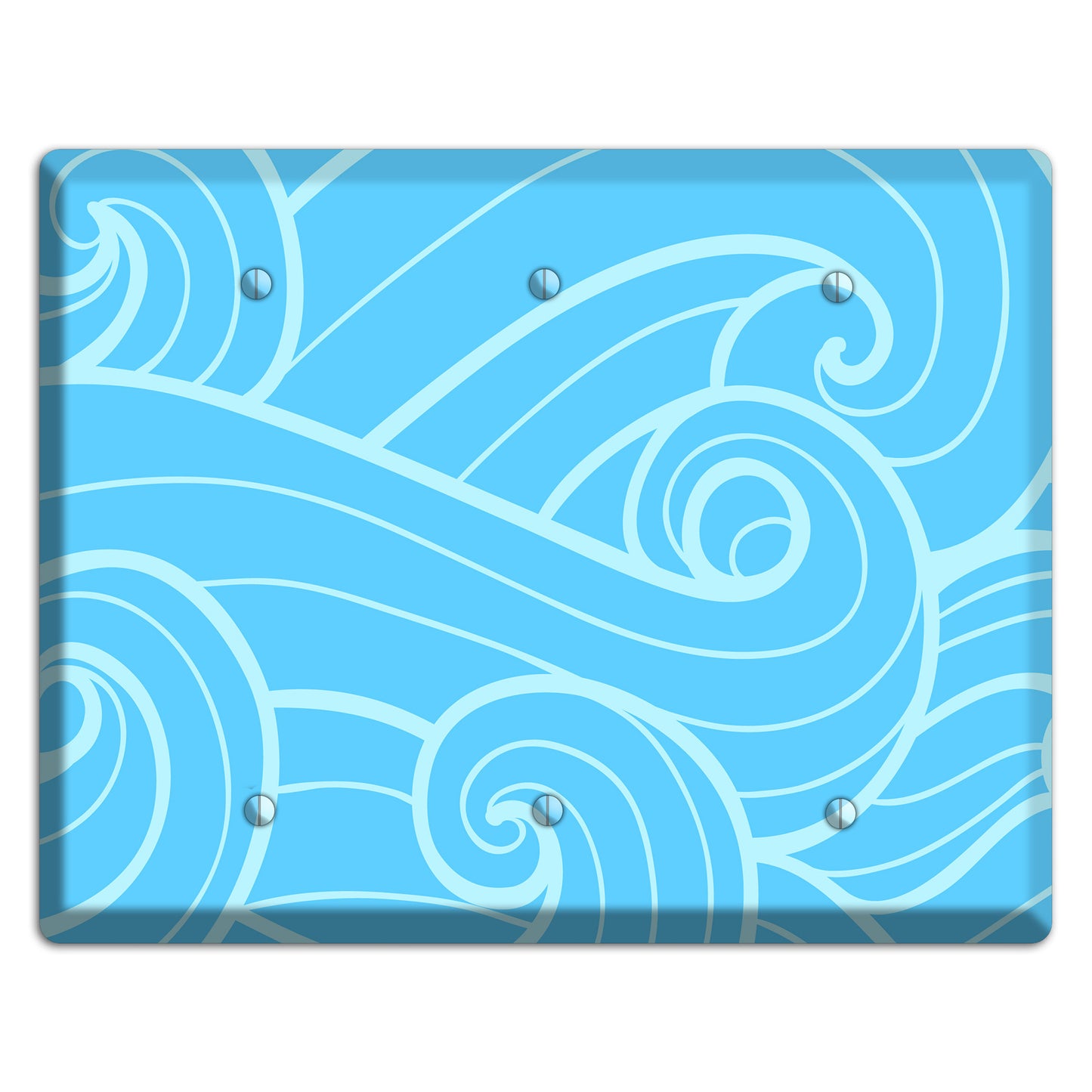 Abstract Curl Blue 3 Blank Wallplate