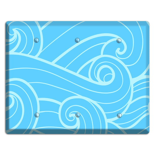 Abstract Curl Blue 3 Blank Wallplate