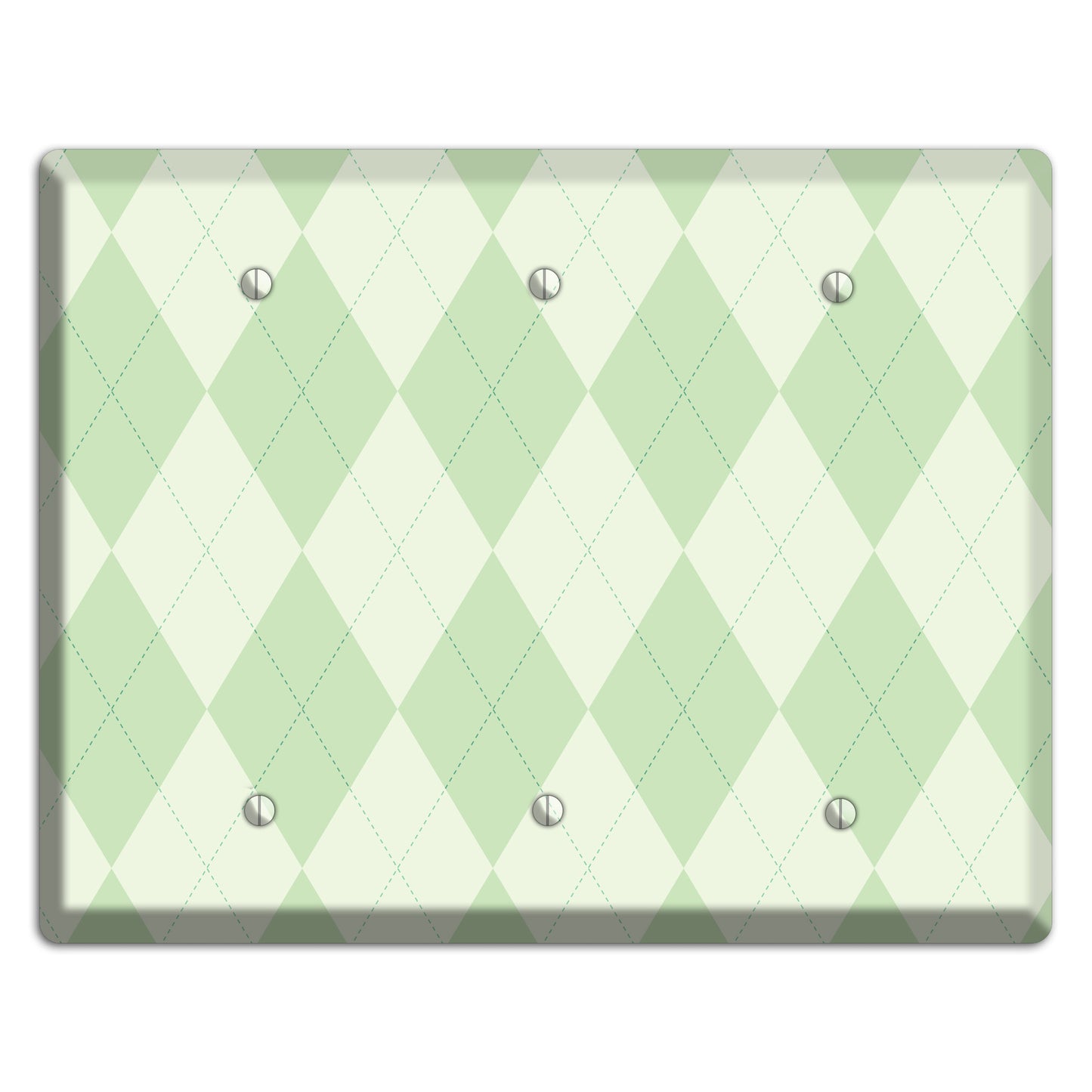 Light Green Argyle 3 Blank Wallplate