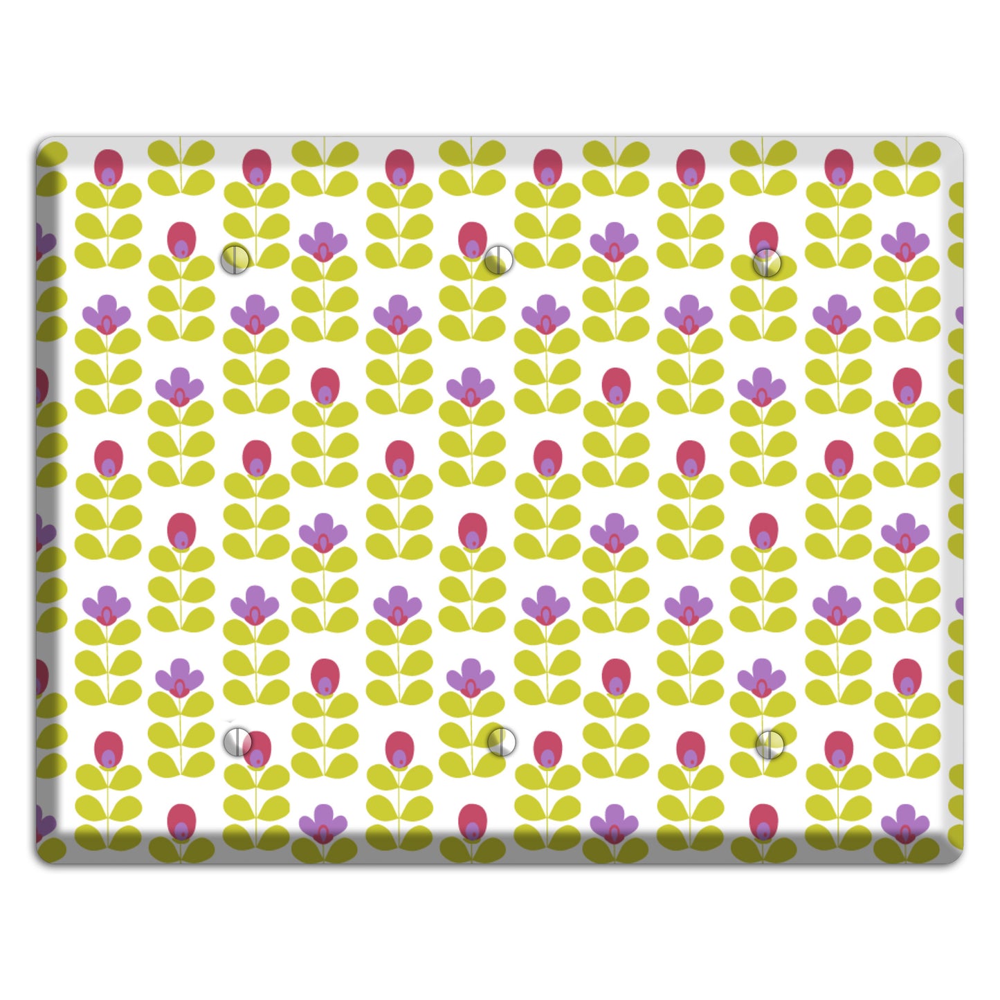 Yellow Deco Floral Half Drop 3 Blank Wallplate