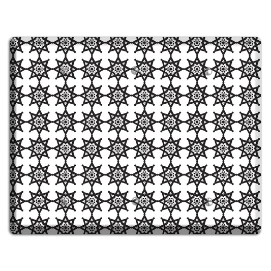 White with Black Arabesque Aster 3 Blank Wallplate