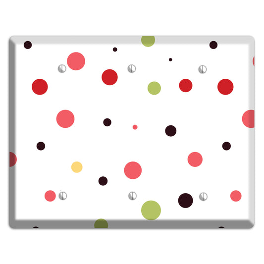 White with Multi Pink Small Dots 3 Blank Wallplate