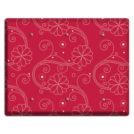 Red Floral Swirl 3 Blank Wallplate