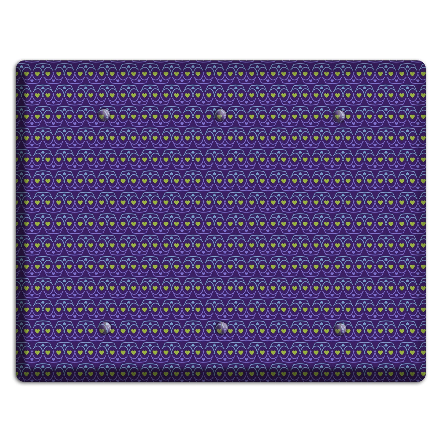 Purple Blue and Green Geometric Hearts 3 Blank Wallplate