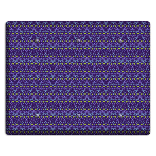 Purple Blue and Green Geometric Hearts 3 Blank Wallplate