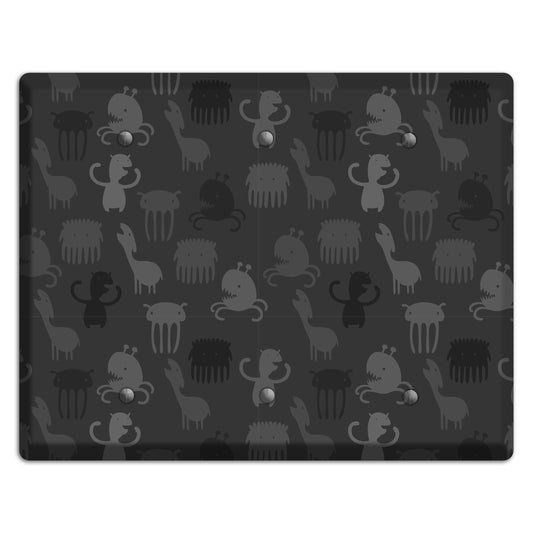 Silly Monsters Black and Grey 3 Blank Wallplate