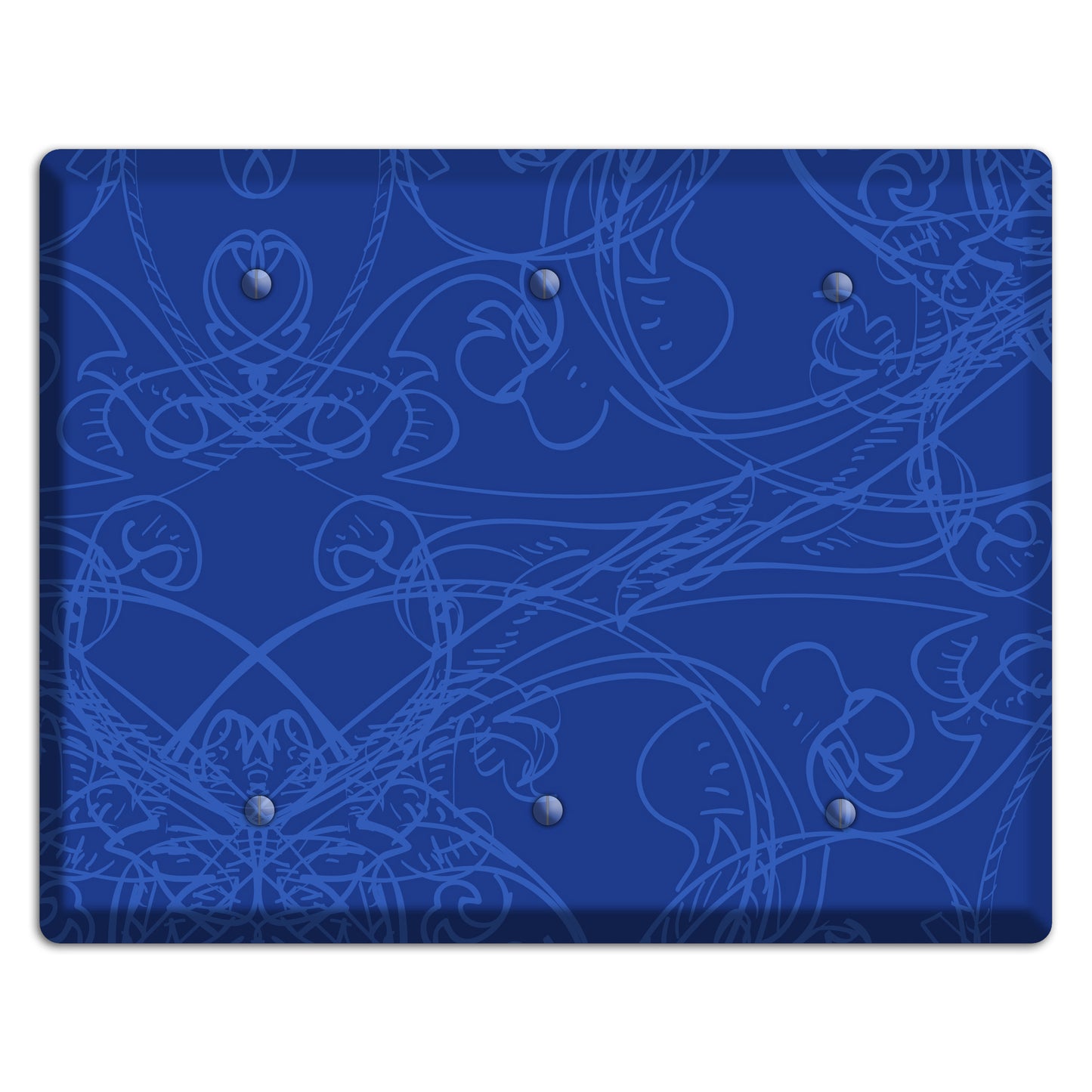 Blue Deco Sketch 3 Blank Wallplate