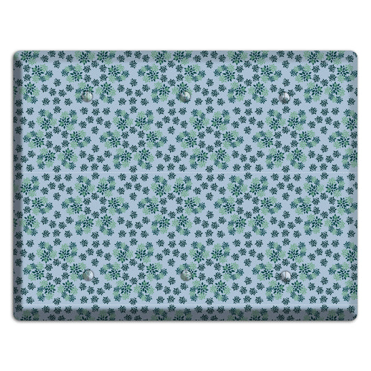 Blue with Multi Green Calico 3 Blank Wallplate