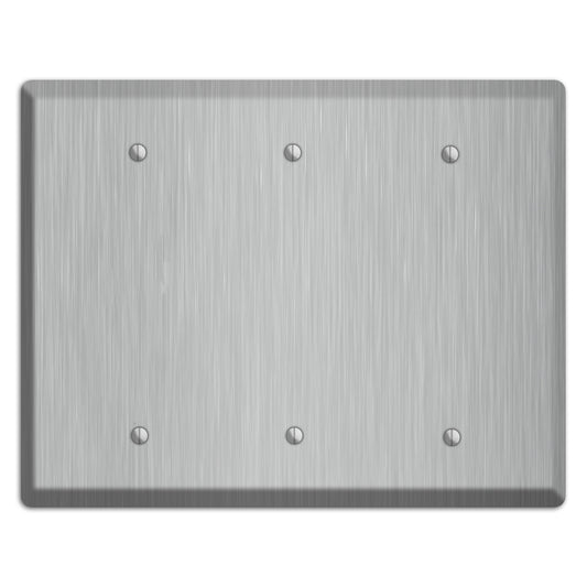 Brushed Stainless Steel 3 Blank Wallplate