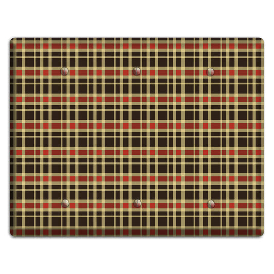 Maroon and Black Plaid 3 Blank Wallplate