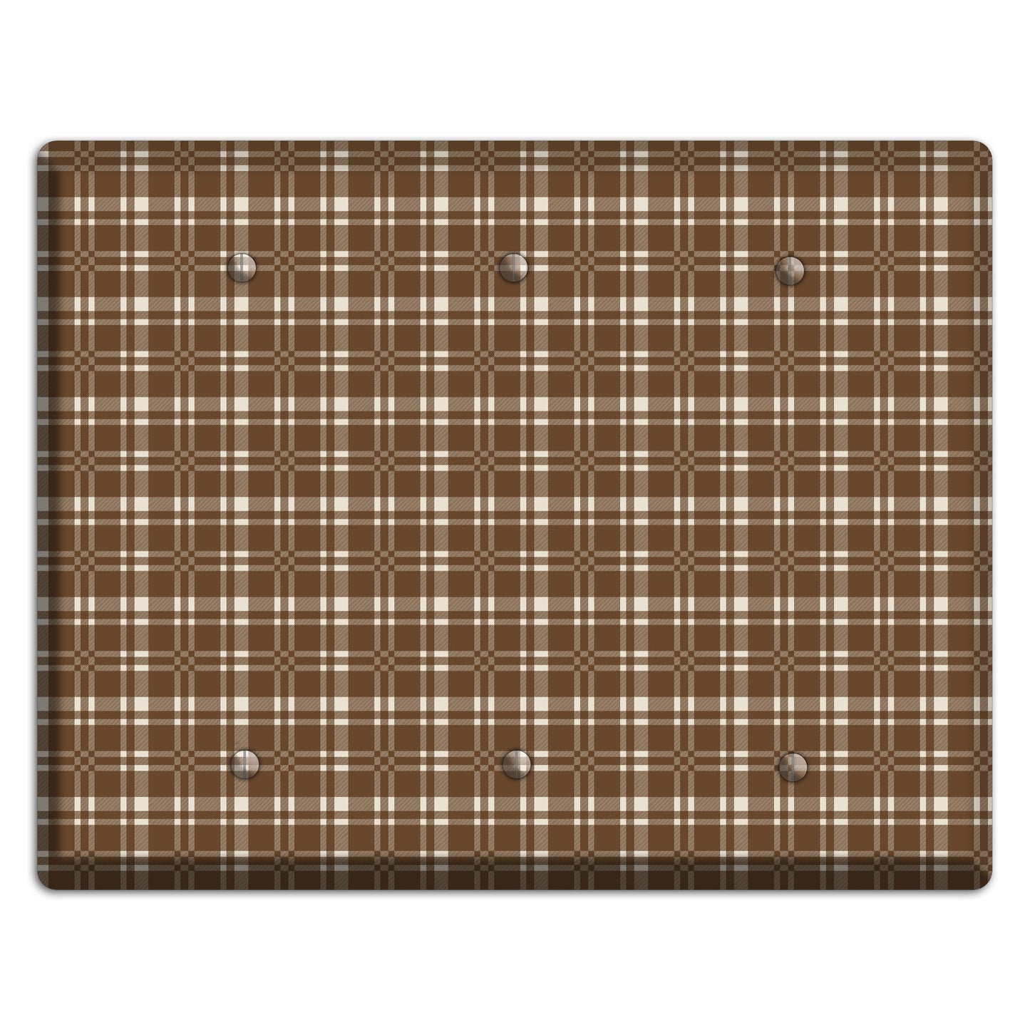 Medium Brown Plaid 3 Blank Wallplate