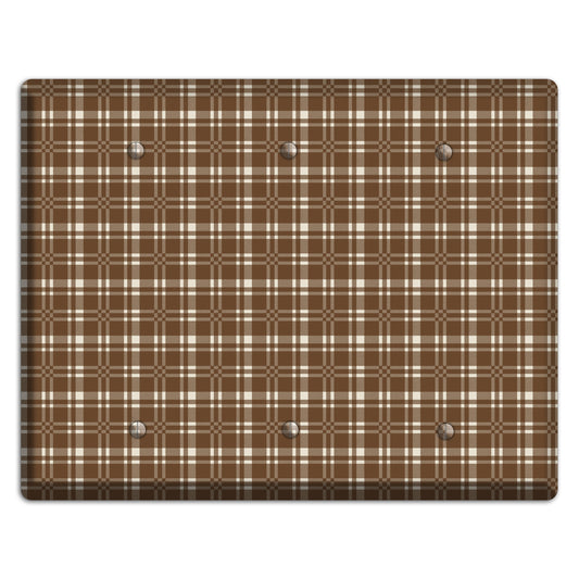 Medium Brown Plaid 3 Blank Wallplate