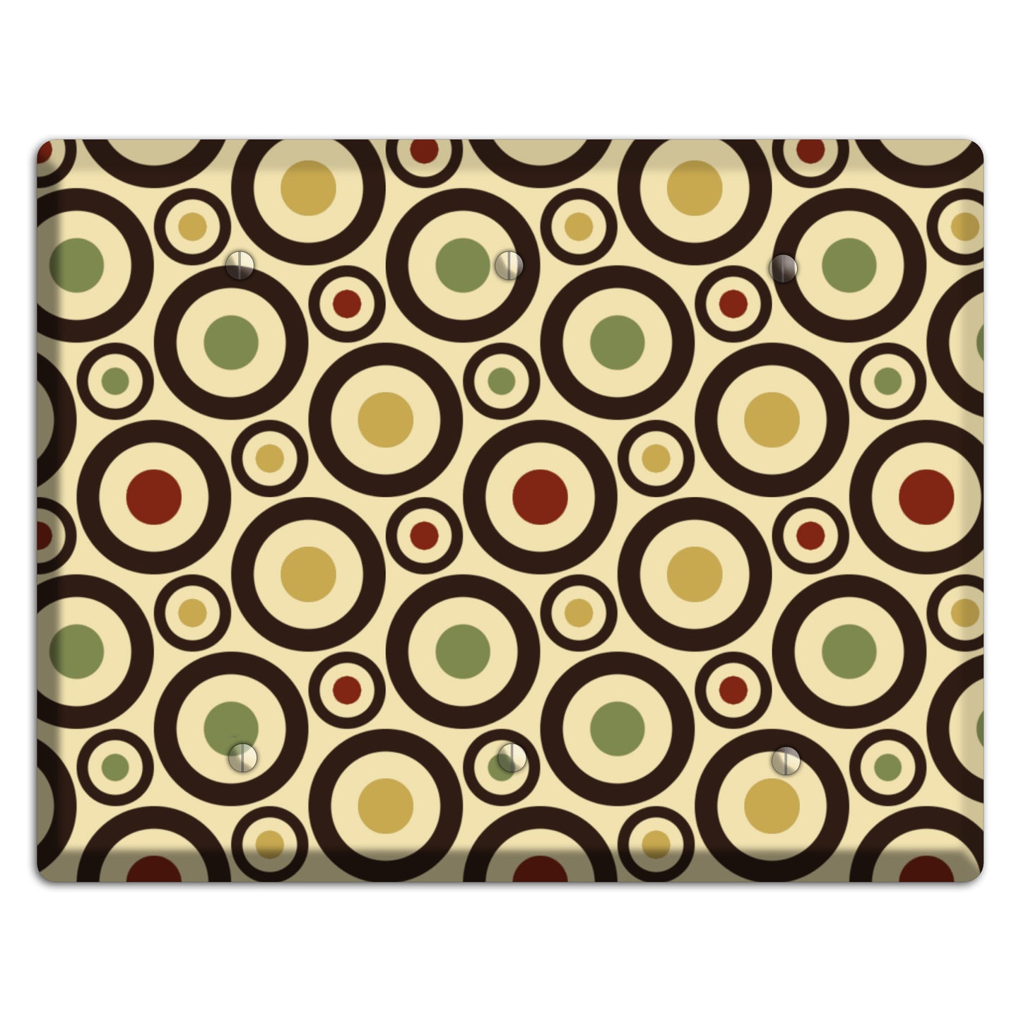 Beige with Olive Mustard Maroon Retro Bullseye 3 Blank Wallplate