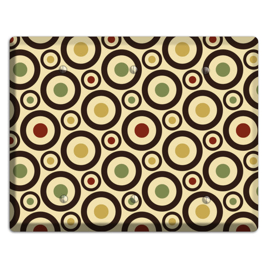 Beige with Olive Mustard Maroon Retro Bullseye 3 Blank Wallplate