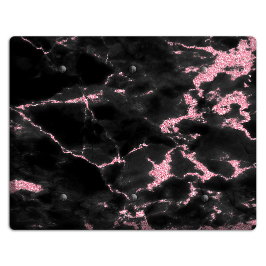 Petite Orchid and Black Marble 3 Blank Wallplate