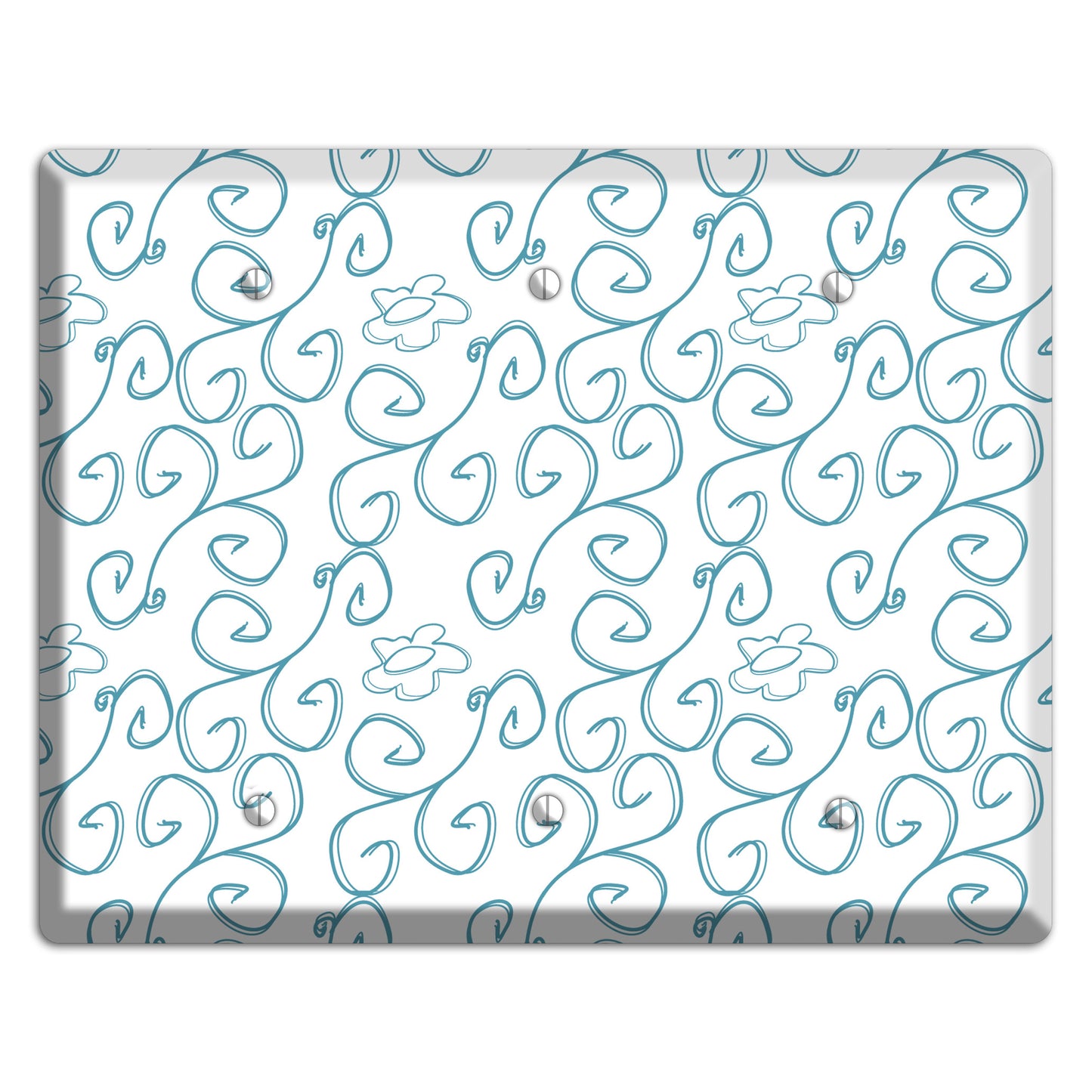 Blue Scroll Flower Contour 3 Blank Wallplate