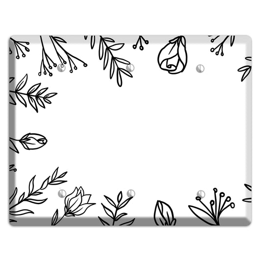 Hand-Drawn Floral 36 3 Blank Wallplate