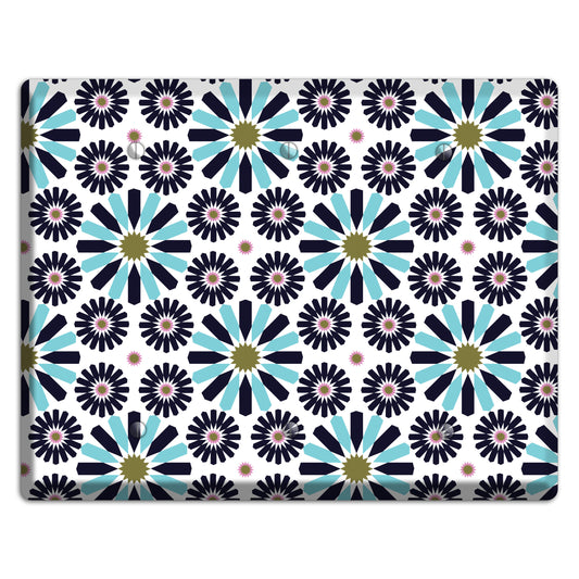 Dusty Blue and Olive Scandinavian Floral 3 Blank Wallplate