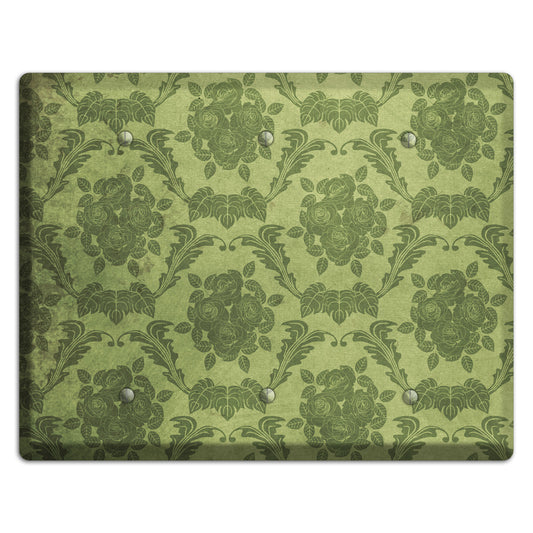 Green Smoke Vintage Rose Damask 3 Blank Wallplate