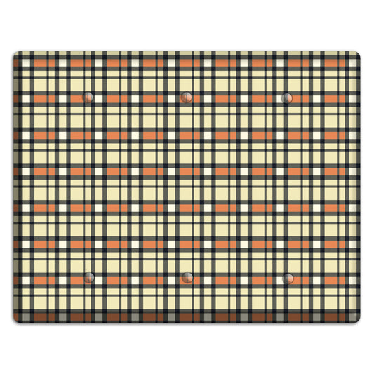 Beige and Brown Plaid 3 Blank Wallplate