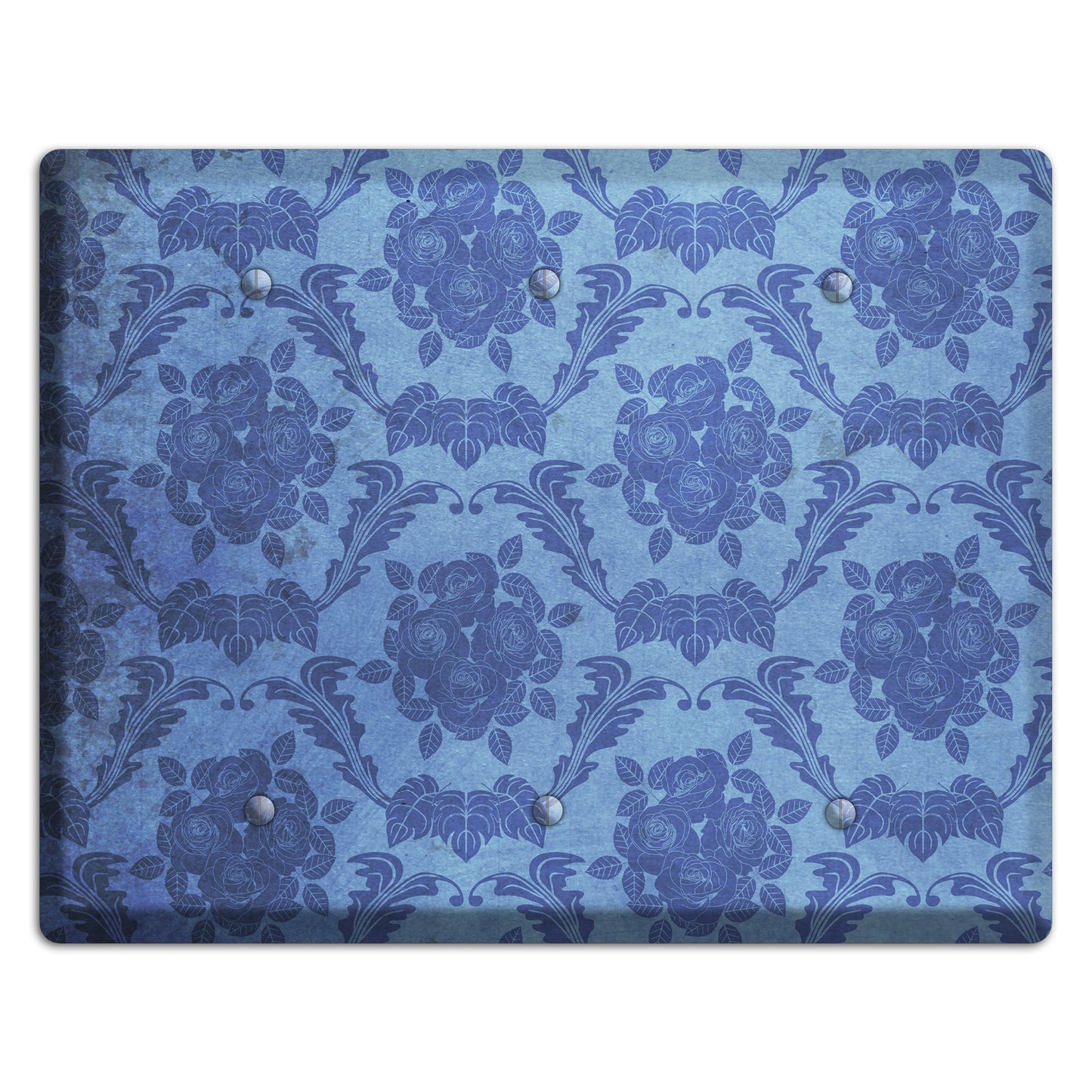 Polo Blue Vintage Rose Damask 3 Blank Wallplate