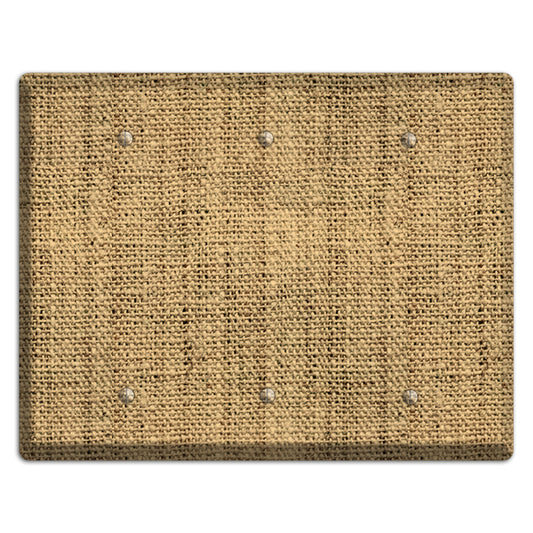 Teak Burlap 3 Blank Wallplate