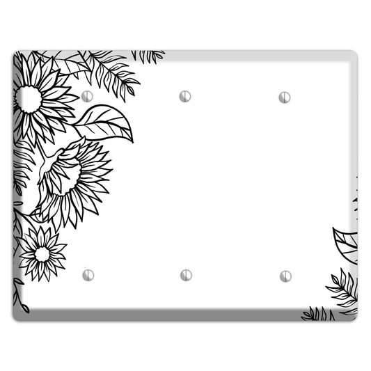 Hand-Drawn Floral 5 3 Blank Wallplate