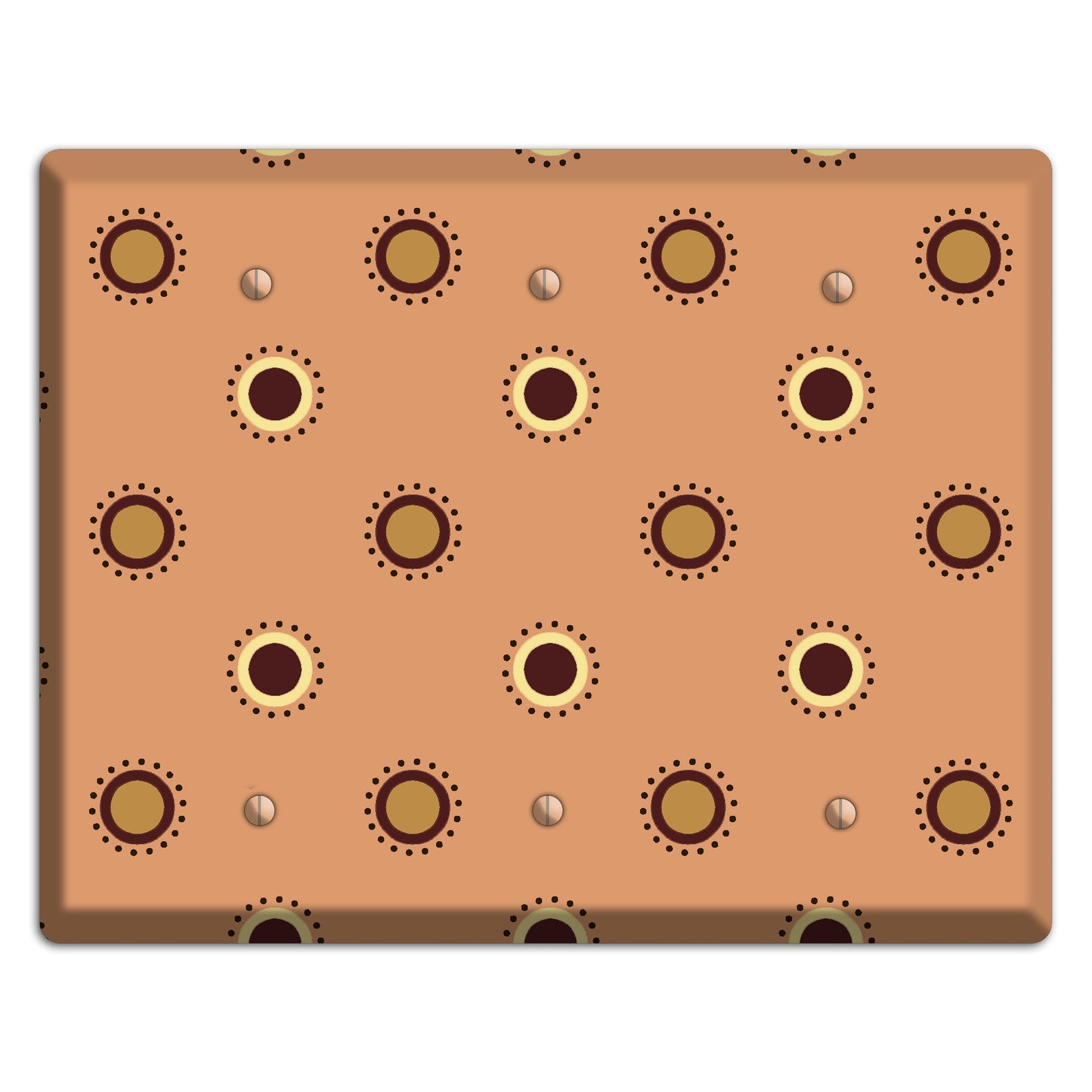 Coral with Multi Brown Suzani Dots 3 Blank Wallplate