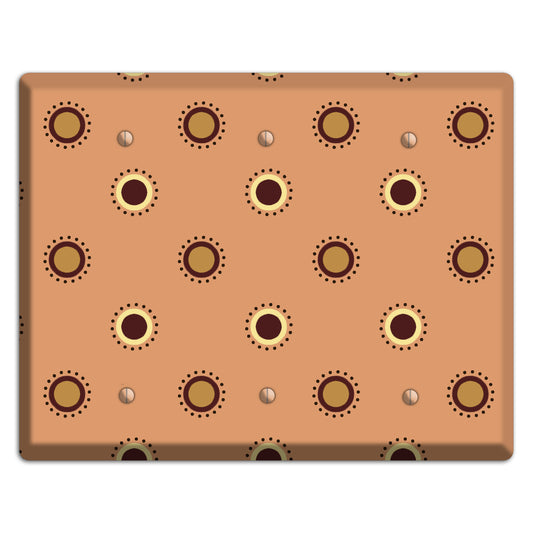 Coral with Multi Brown Suzani Dots 3 Blank Wallplate