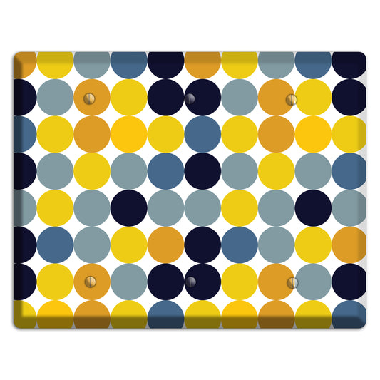 Multi Yellow and Blue Dots 3 Blank Wallplate