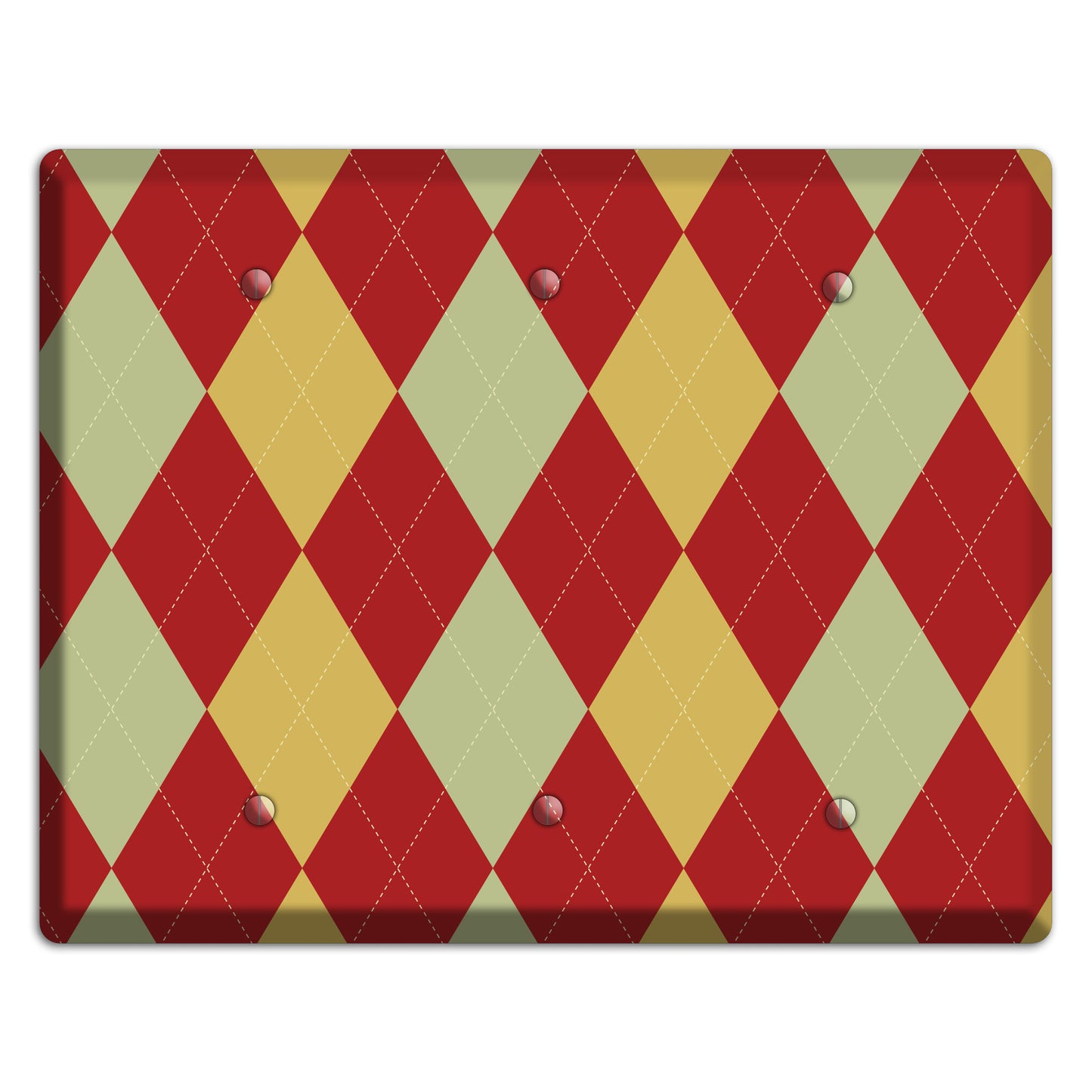 Burnt Orange and Light Green Argyle 3 Blank Wallplate