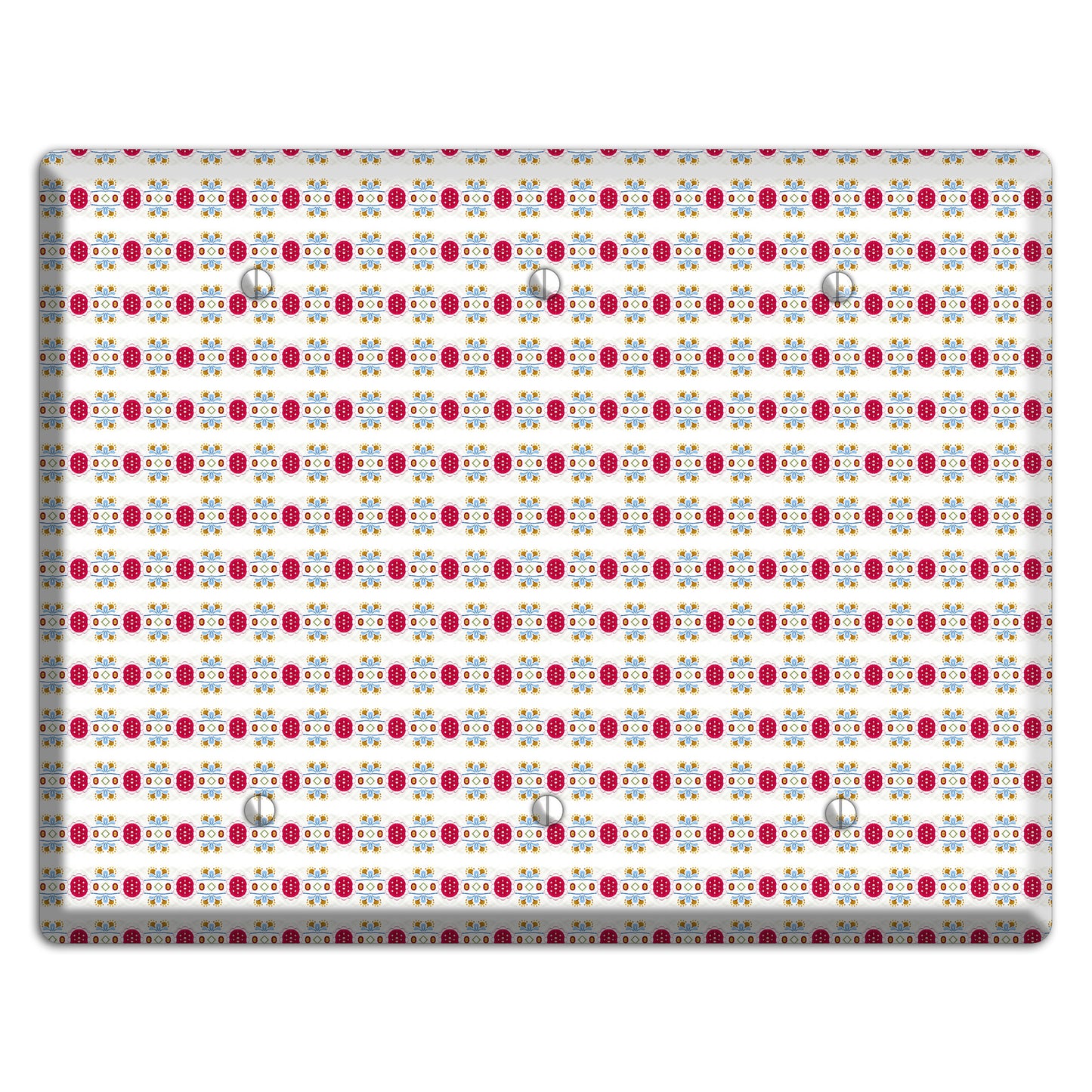 Off White with Red Blue Olive Tapestry 3 Blank Wallplate