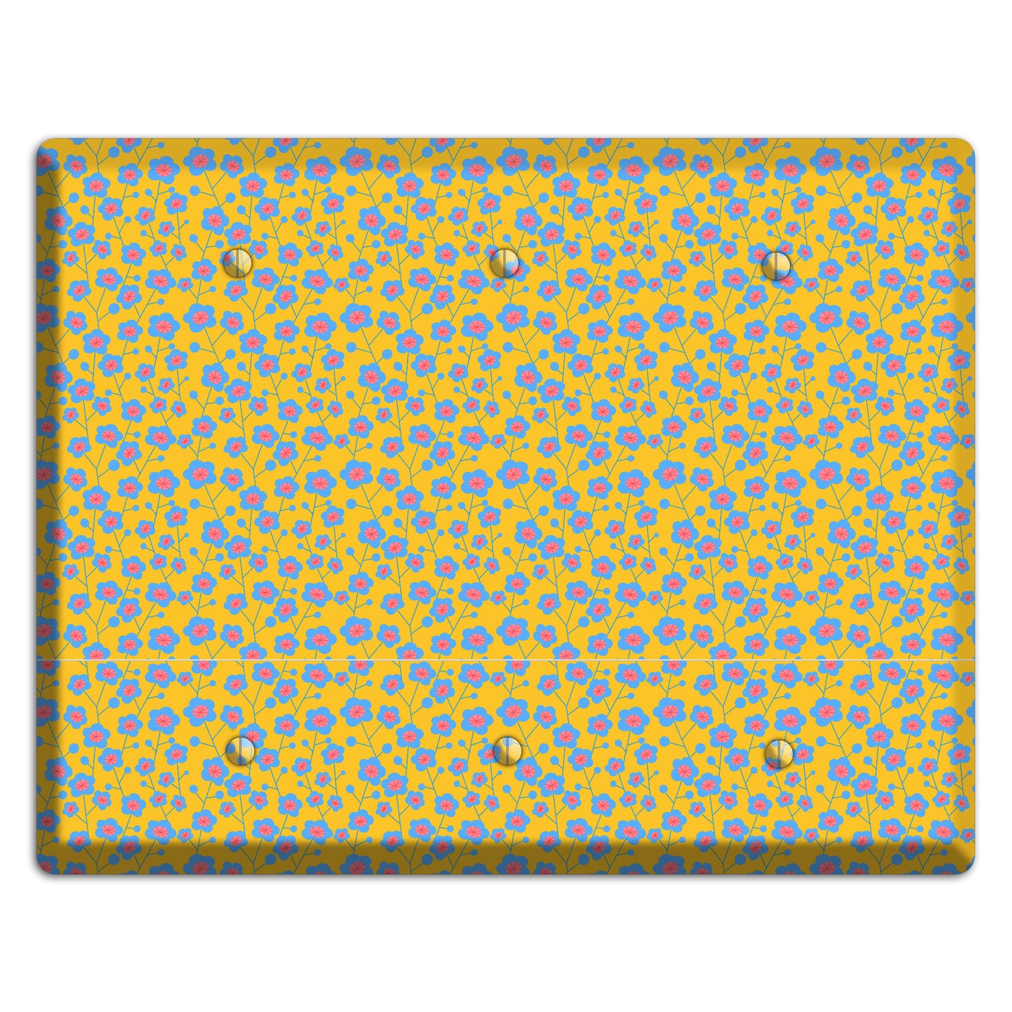 Yellow Blue Pink Calico 3 Blank Wallplate