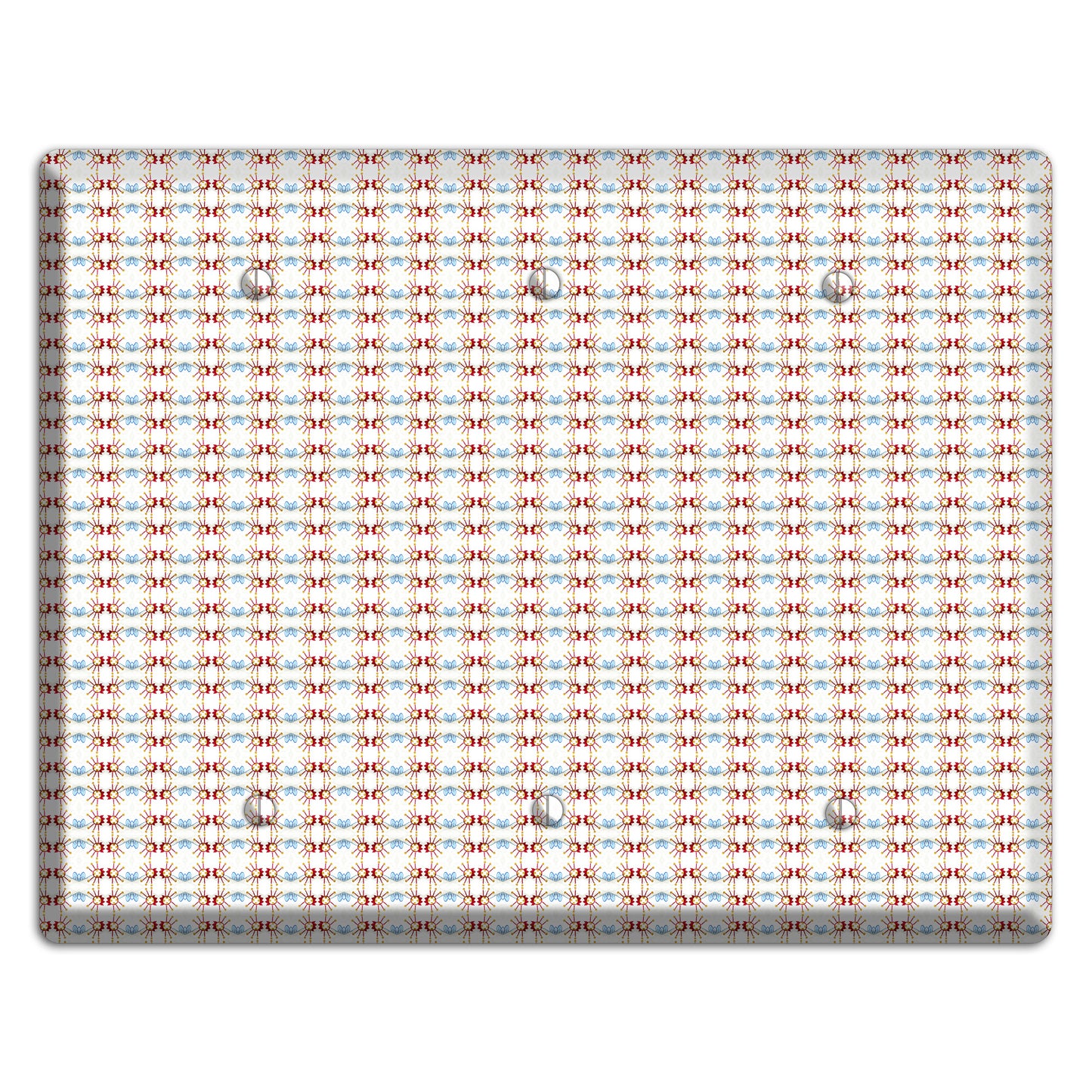 Off White with Red Blue Retro Tapestry 3 Blank Wallplate