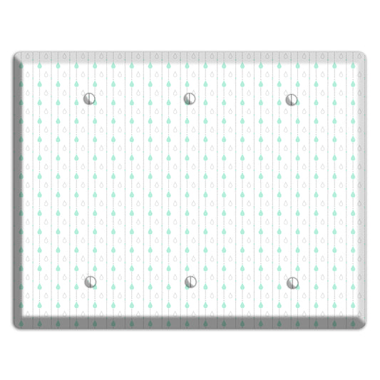 White and Blue Drops 2 3 Blank Wallplate