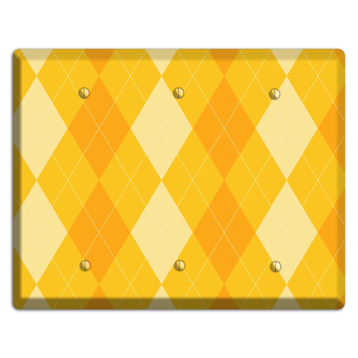 Yellow Argyle 3 Blank Wallplate