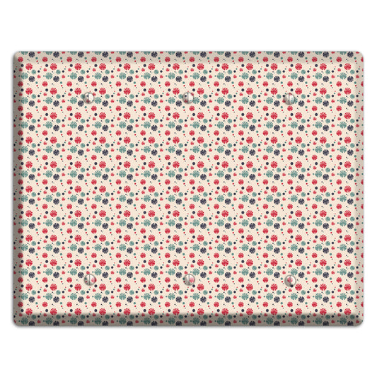 Off White with Red Green Blue Retro Bursts 3 Blank Wallplate