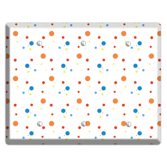 White with Multi Color Small Dots 2 3 Blank Wallplate