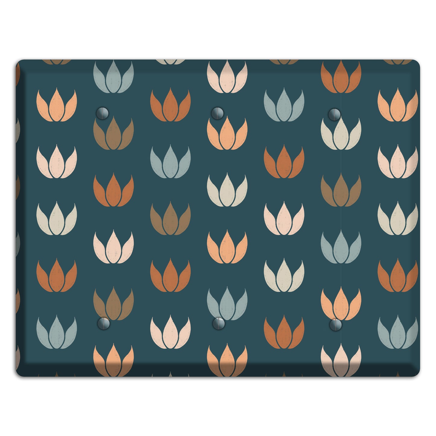 Teal Lotus Print 3 Blank Wallplate