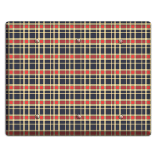 Maroon and Black Plaid 2 3 Blank Wallplate